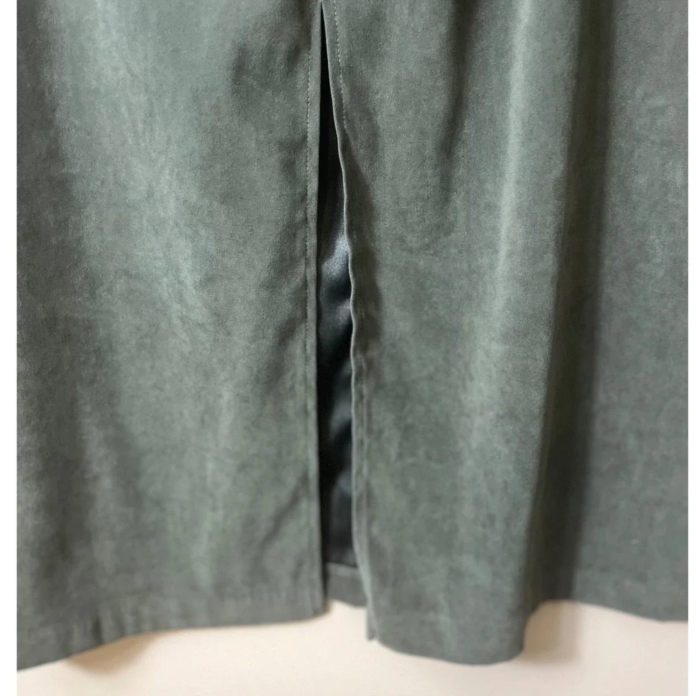 Fashion Bug Olive Green Faux Suede Maxi Skirt Size 14 XL Vintage Cottagecore
